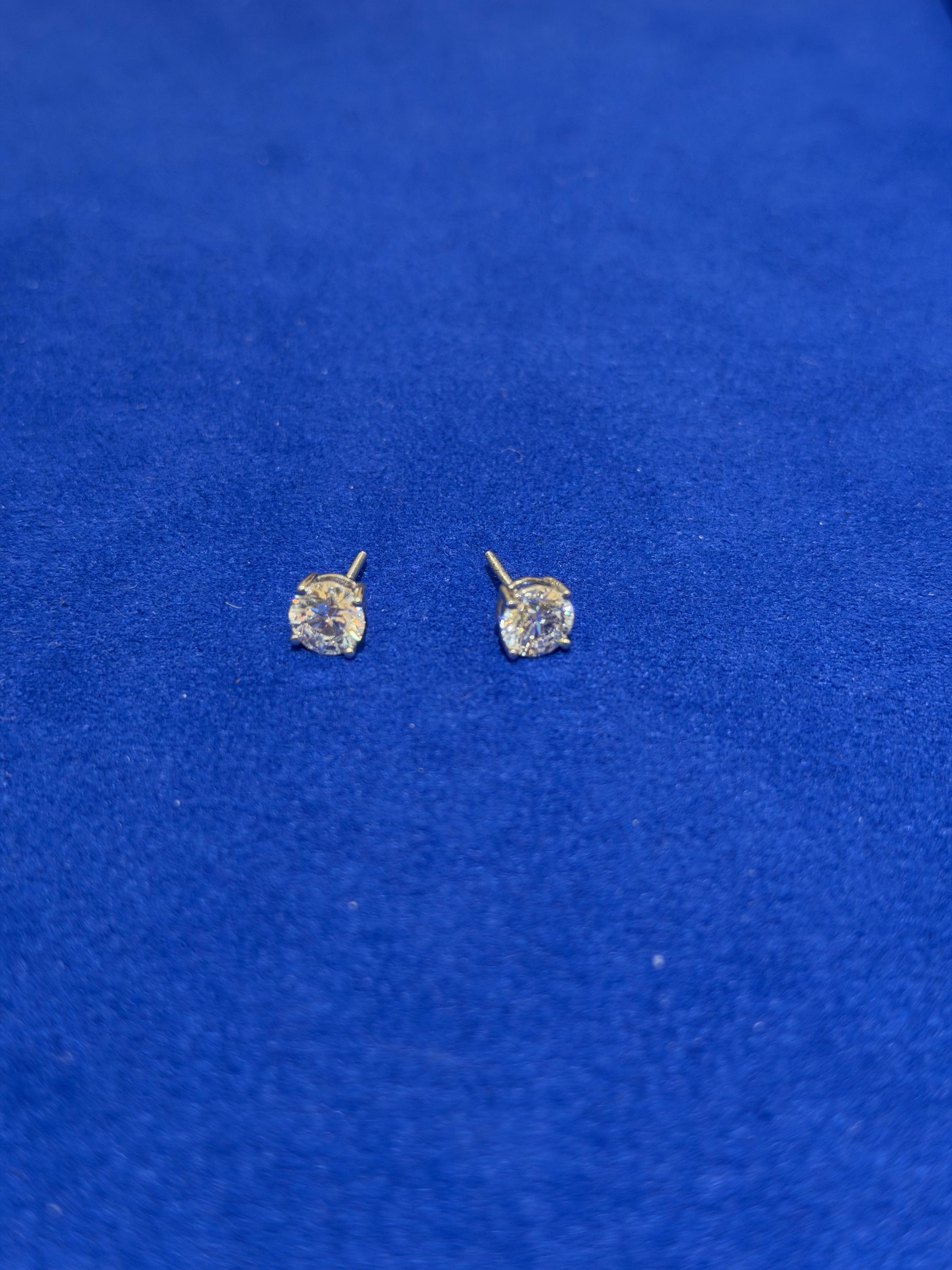 Round 2 Carat White Gold Studs