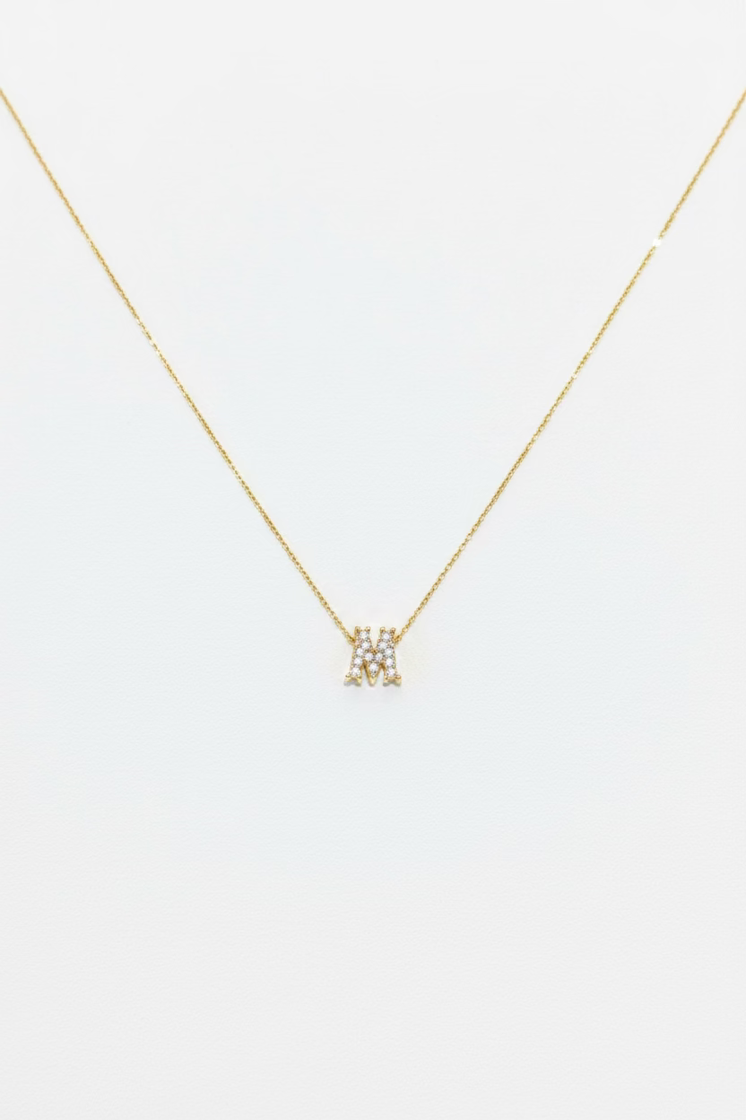 1.5 Carat Yellow Gold M Necklace