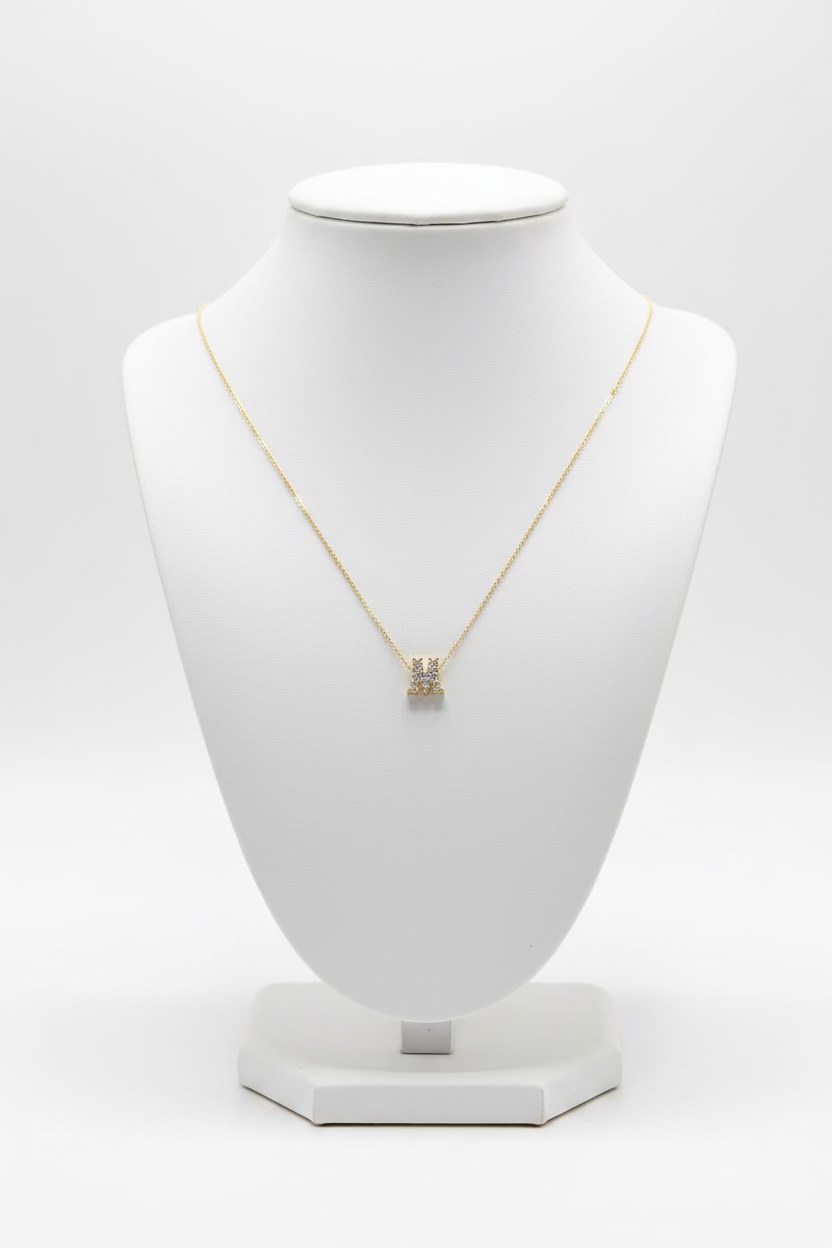 1.5 Carat Yellow Gold M Necklace
