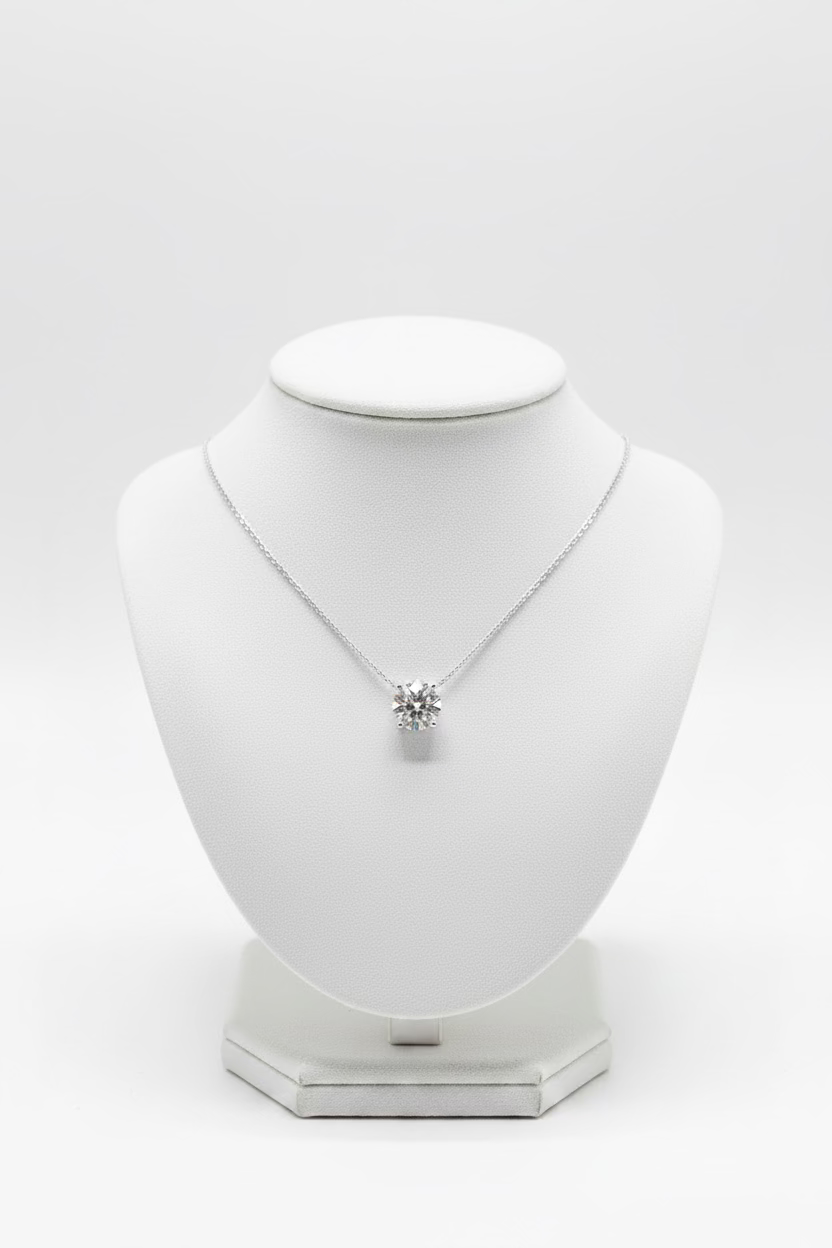 Round 2 Carat White Gold Necklace