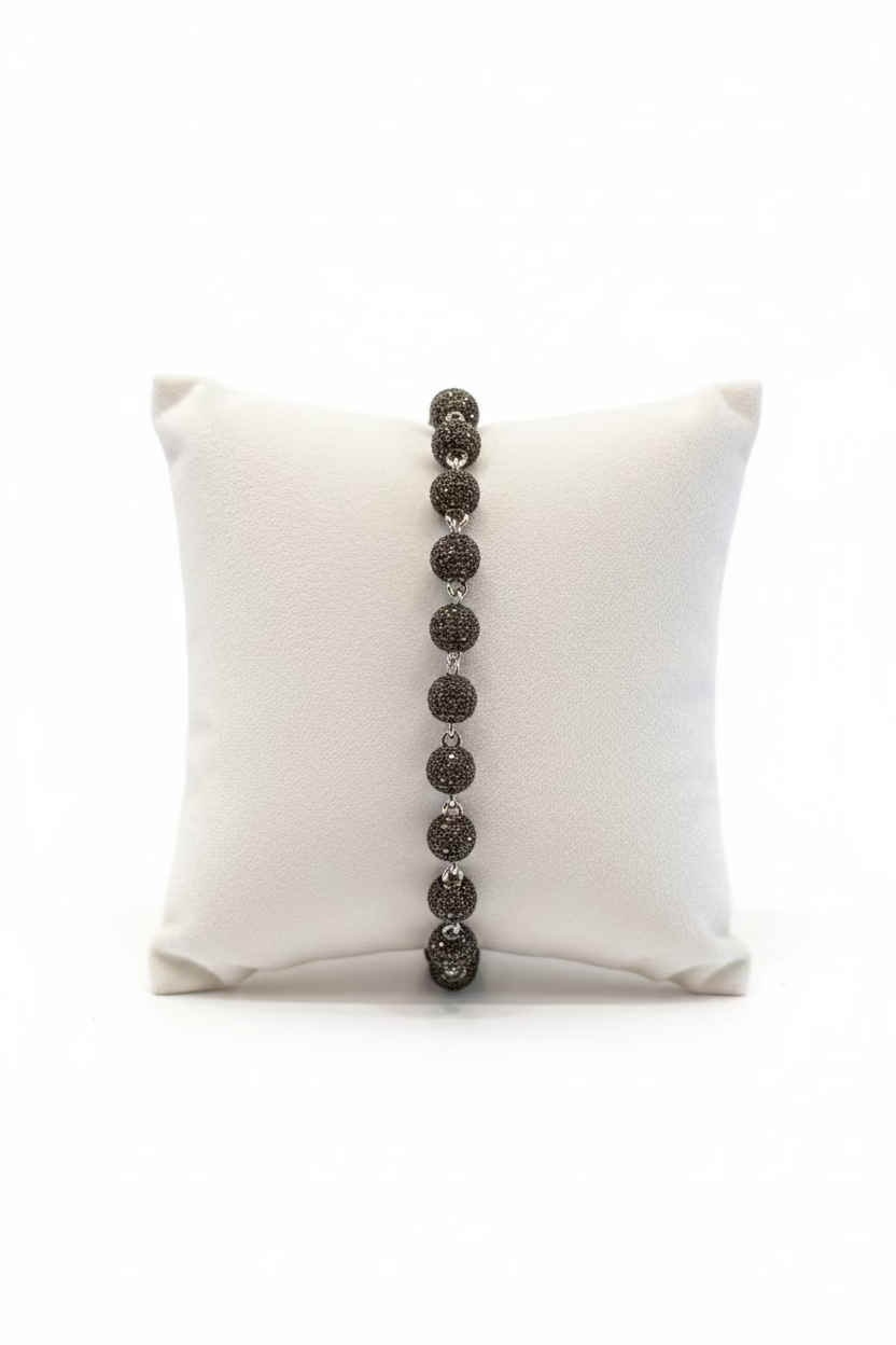 2 Carat Black Bead Men’s Bracelet