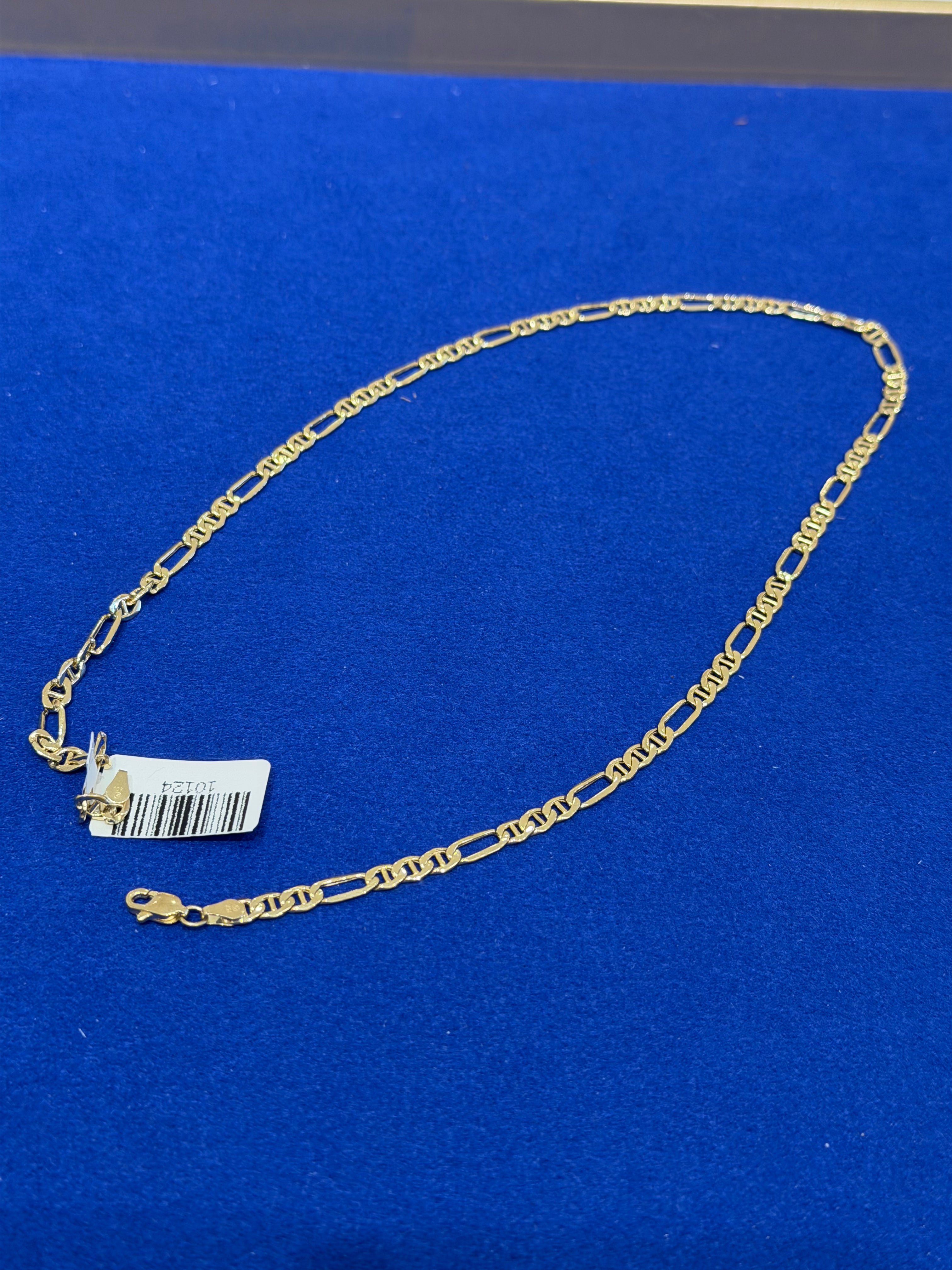 10K 18” Super Figaro Yellow Gold Chain