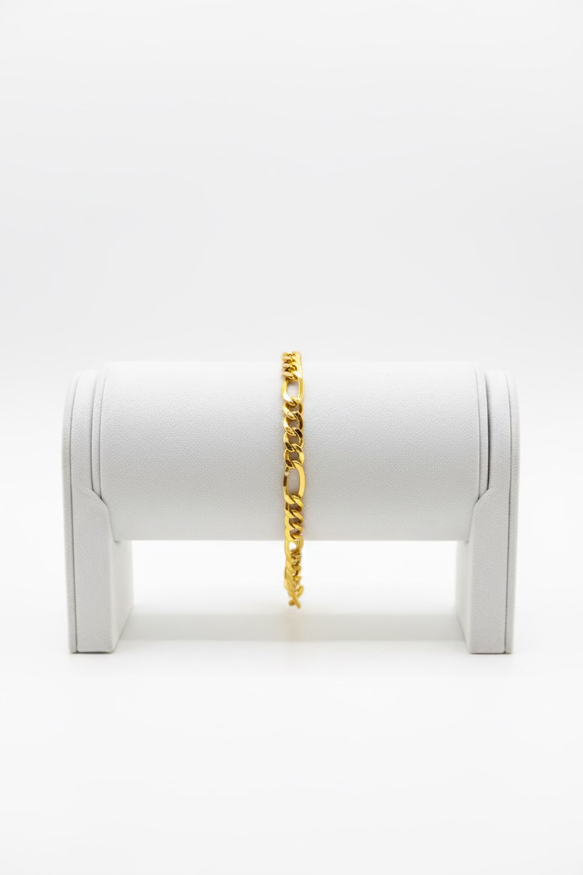 10K Figaro Yellow Gold Bracelet