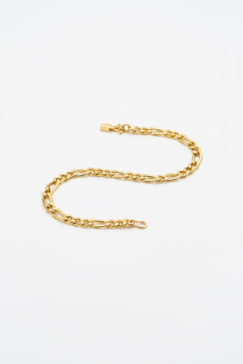 10K Figaro Yellow Gold Bracelet