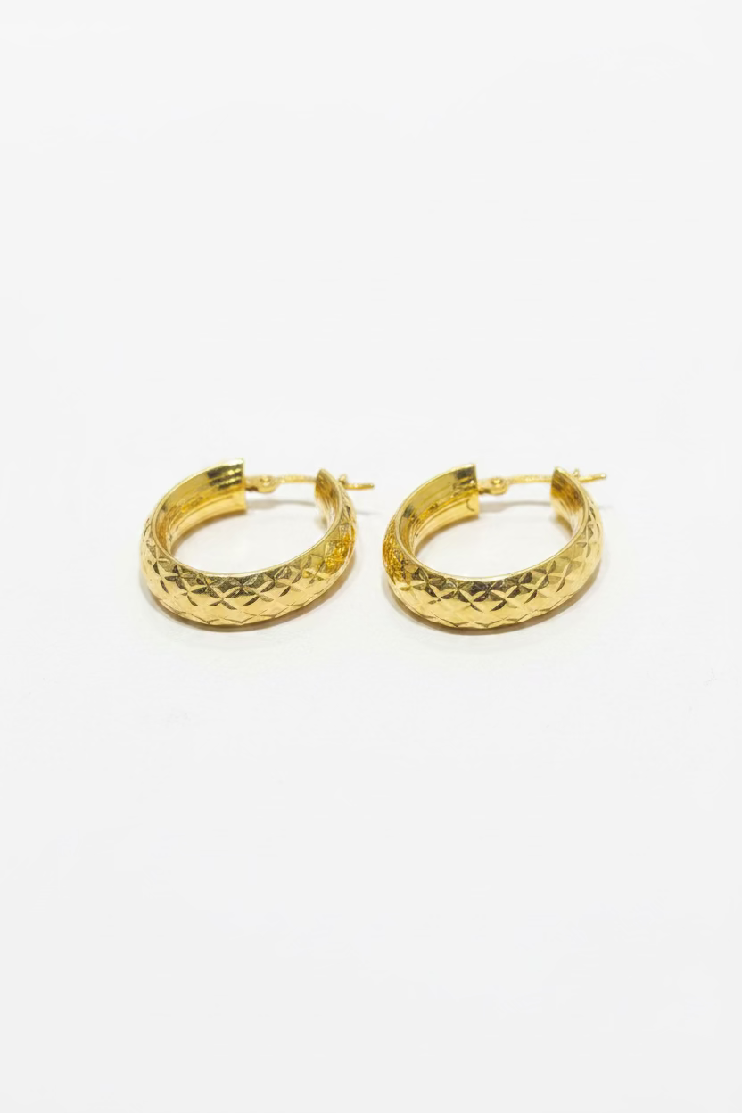 10K Yellow Gold Oval Hoops
