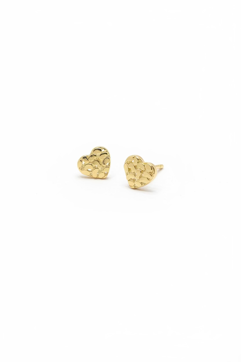 14K Yellow Gold Heart Earrings
