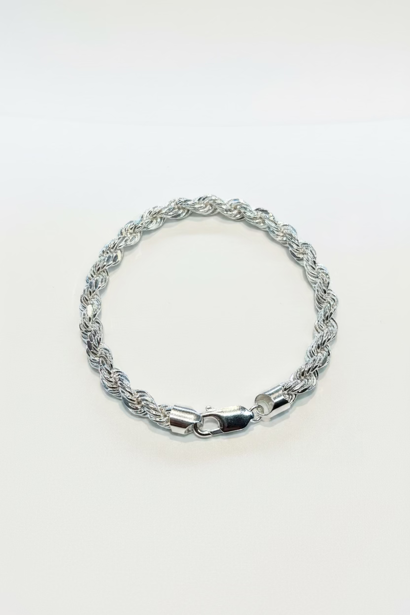 Silver Thick Rope Men’s Bracelet